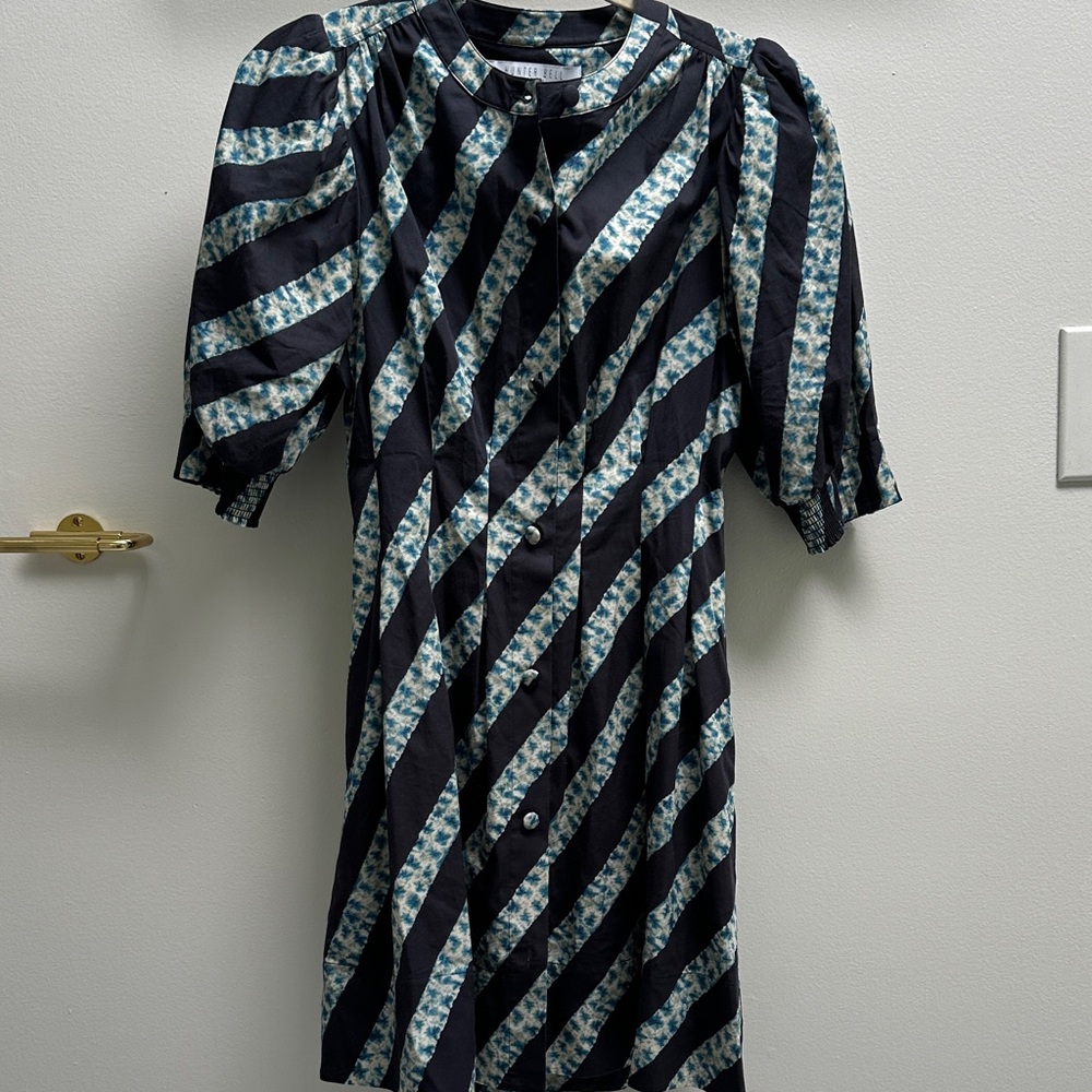 Hunter Bell Navy and Blue Tie Dye Mini Dress